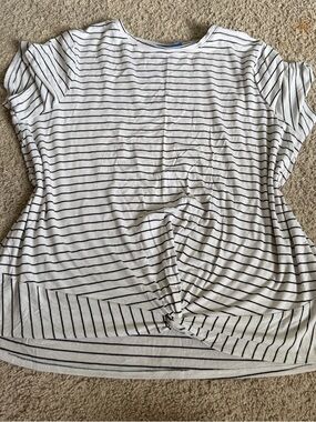 Apt. 9 White Top with Navy Stripes and Front Knot